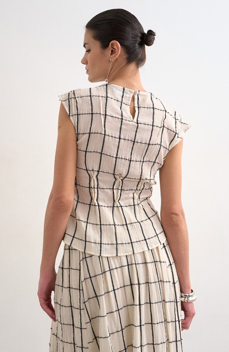 Topshop Pintuck Crinkle Funnel Neck Top, Alternate, color, Stone