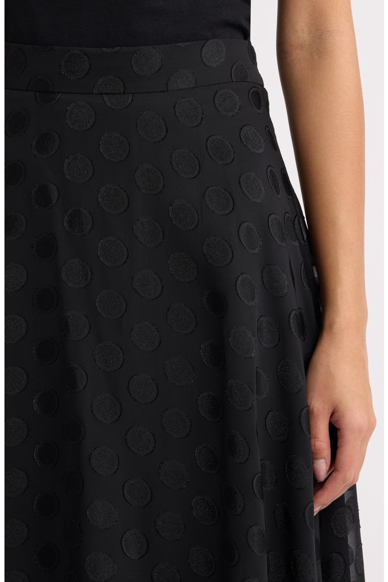 Polka Dot Jacquard Mesh Midi Skirt, Alternate, color, ANNE BLACK