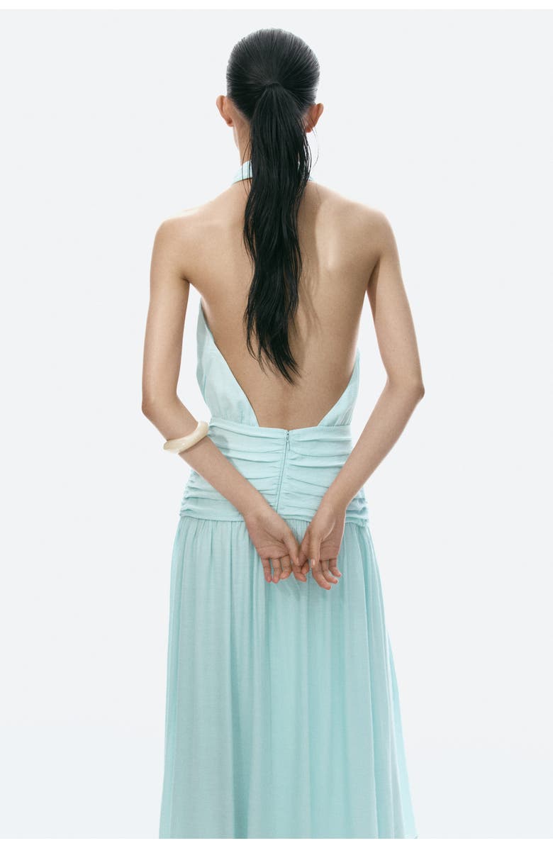 H&M Draped halterneck dress, Alternate, color, Light Turquoise