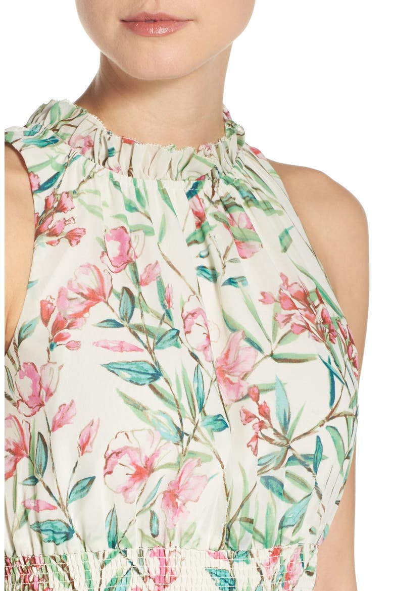 Chiffon Fit & Flare Dress, Alternate, color, IVORY/ PINK/ GREEN