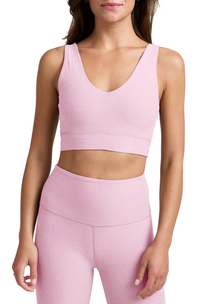 Space Dye Longline Sports Bra, Main, color, FROSTY PINK HEATHER