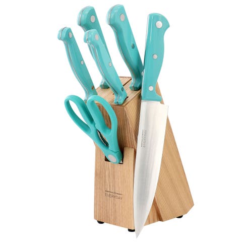 Keswick 7 Piece Stainless Steel Cutlery and Wood Block Set