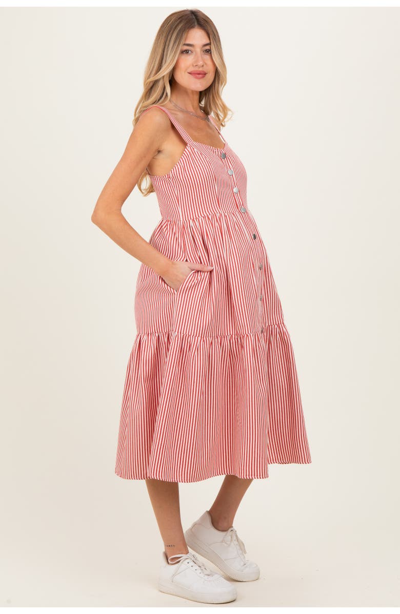 PinkBlush Striped Tiered Overall Dress, Alternate, color, Red