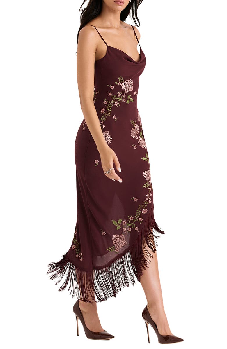 HOUSE OF CB Eloisa Asymmetric Midi Slipdress, Alternate, color, Wine