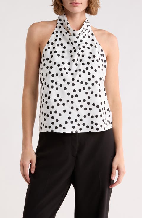 Polka Dot Satin Halter Top (Plus)