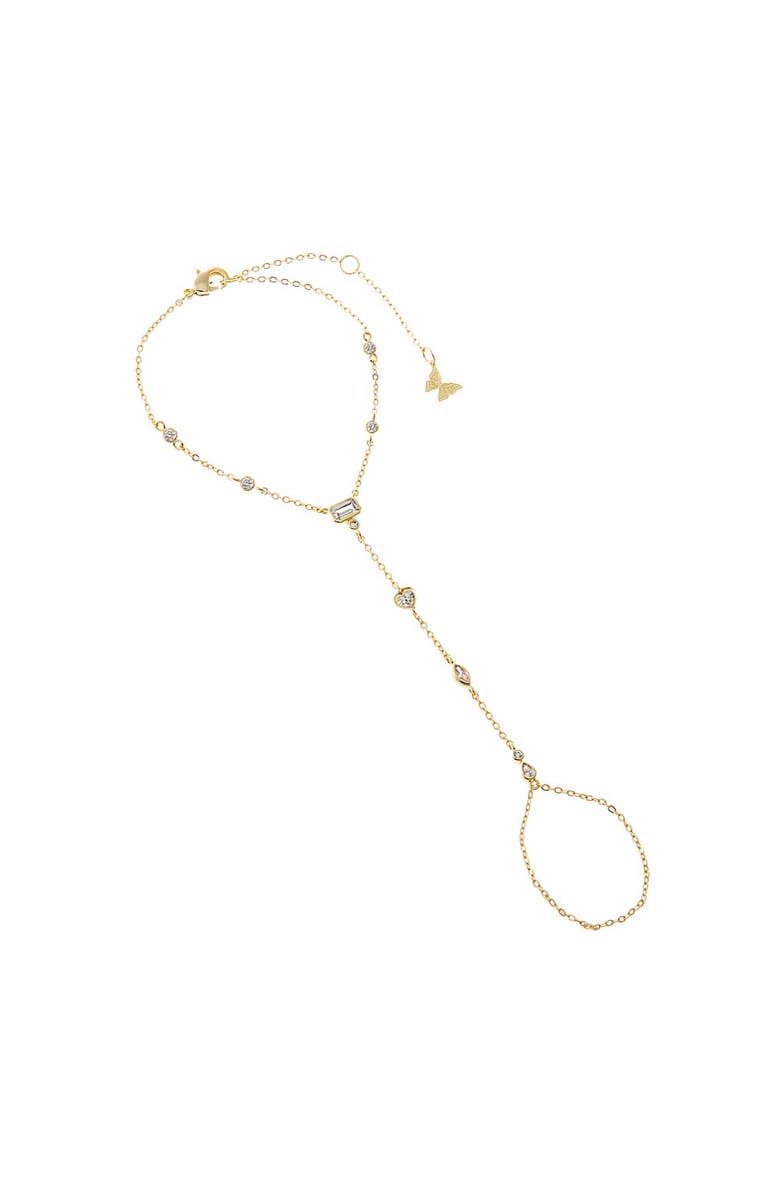 BY ADINA EDEN CZ Multi Shape Bezel Hand Chain Bracelet, Main, color, 