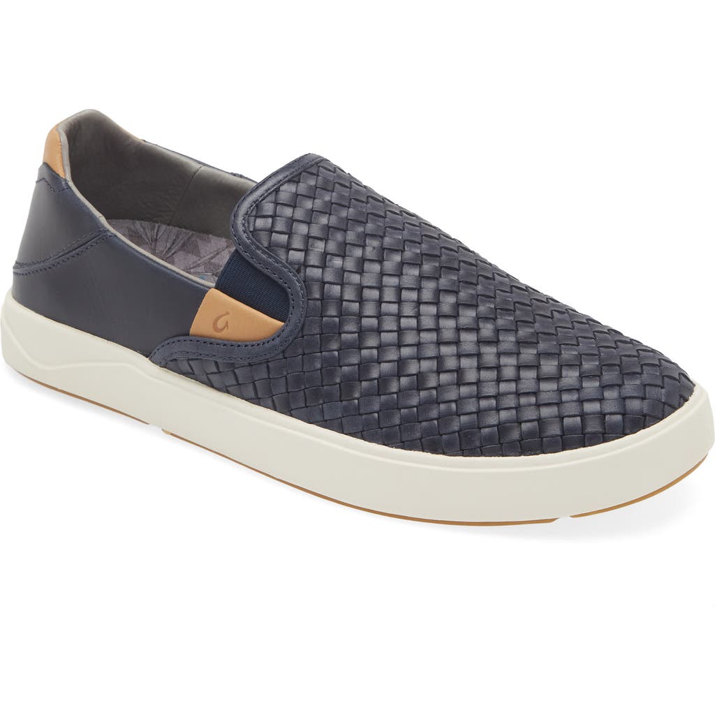 Olukai Lae'ahi Lauhala Woven Leather Shoe In Blue