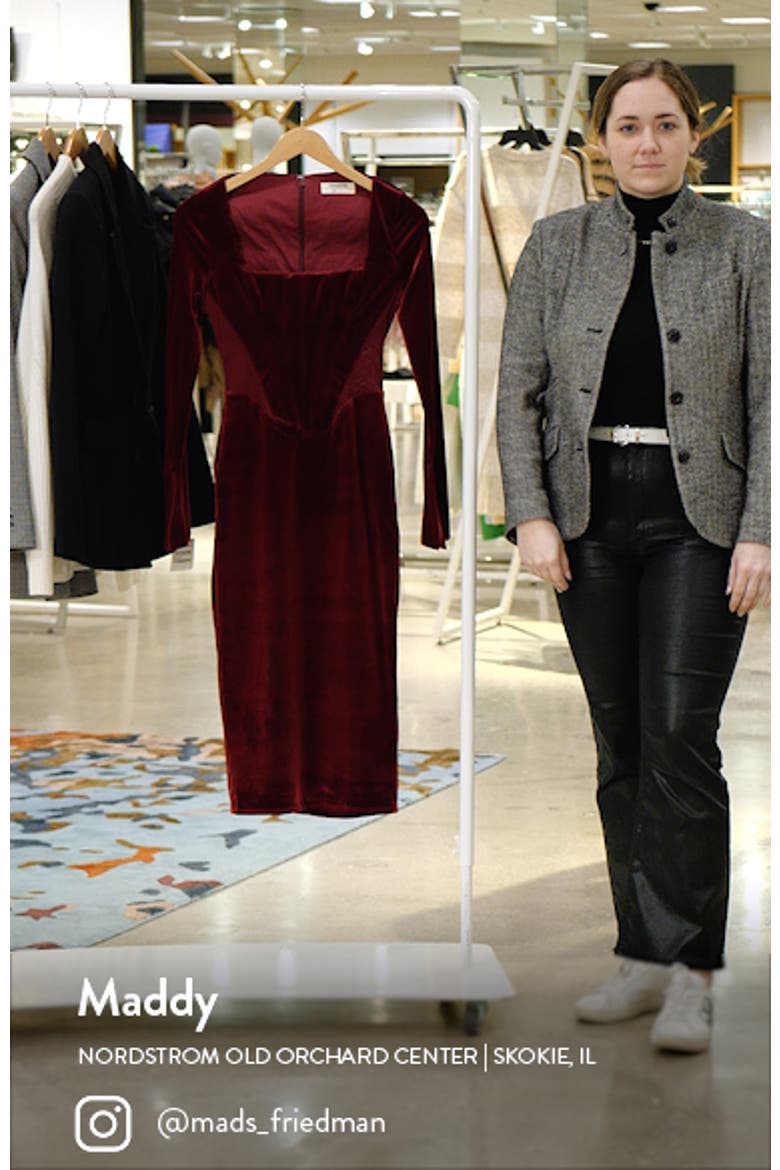 Solaine Lace Trim Long Sleeve Velvet Midi Dress video