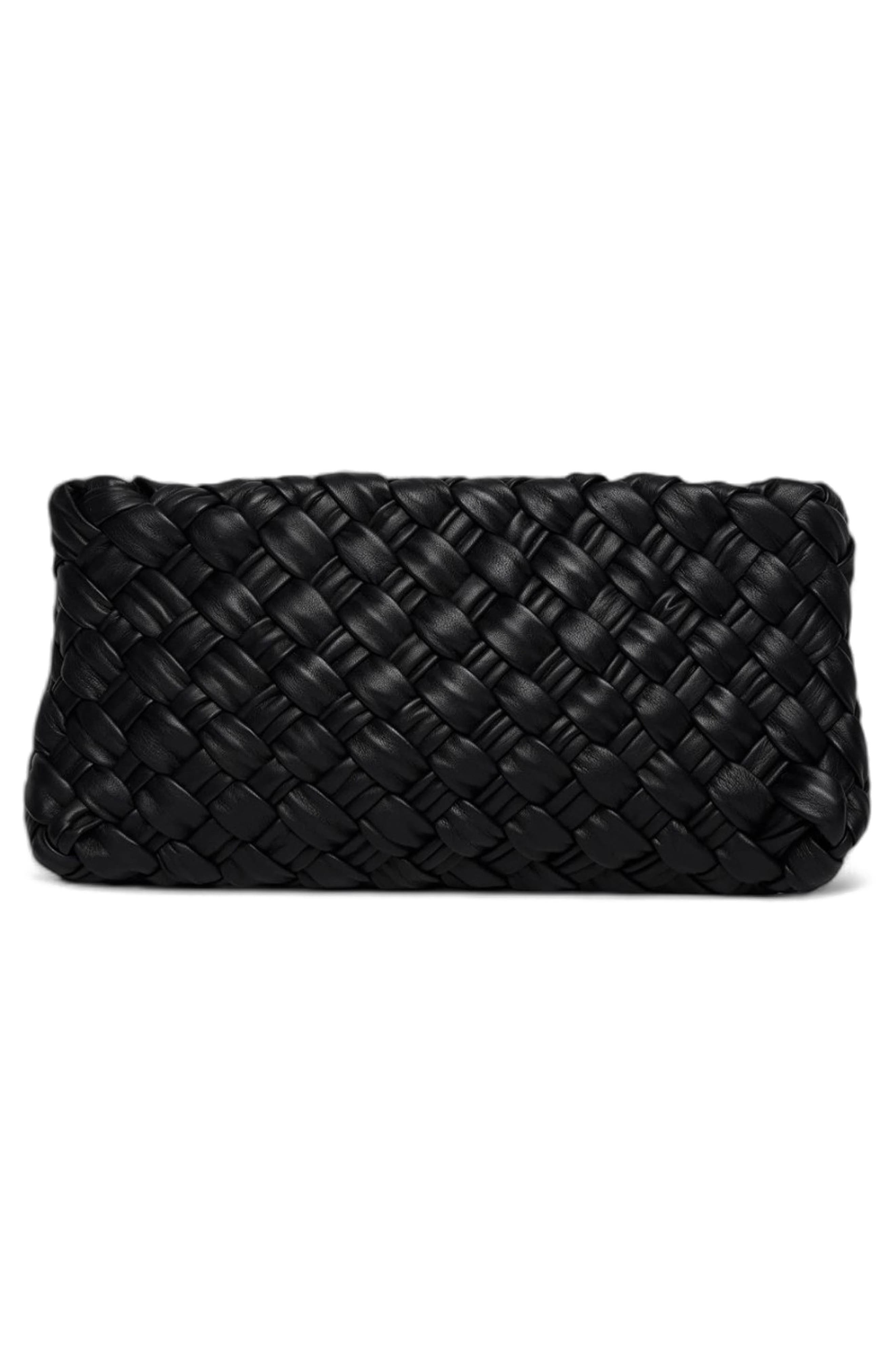 Walter Baker Whitley Woven Leather Clutch, Alternate, color, Black