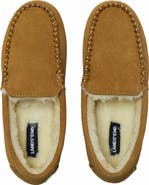 Lands' End Fuzzy Lined Suede Moccasin Slippers