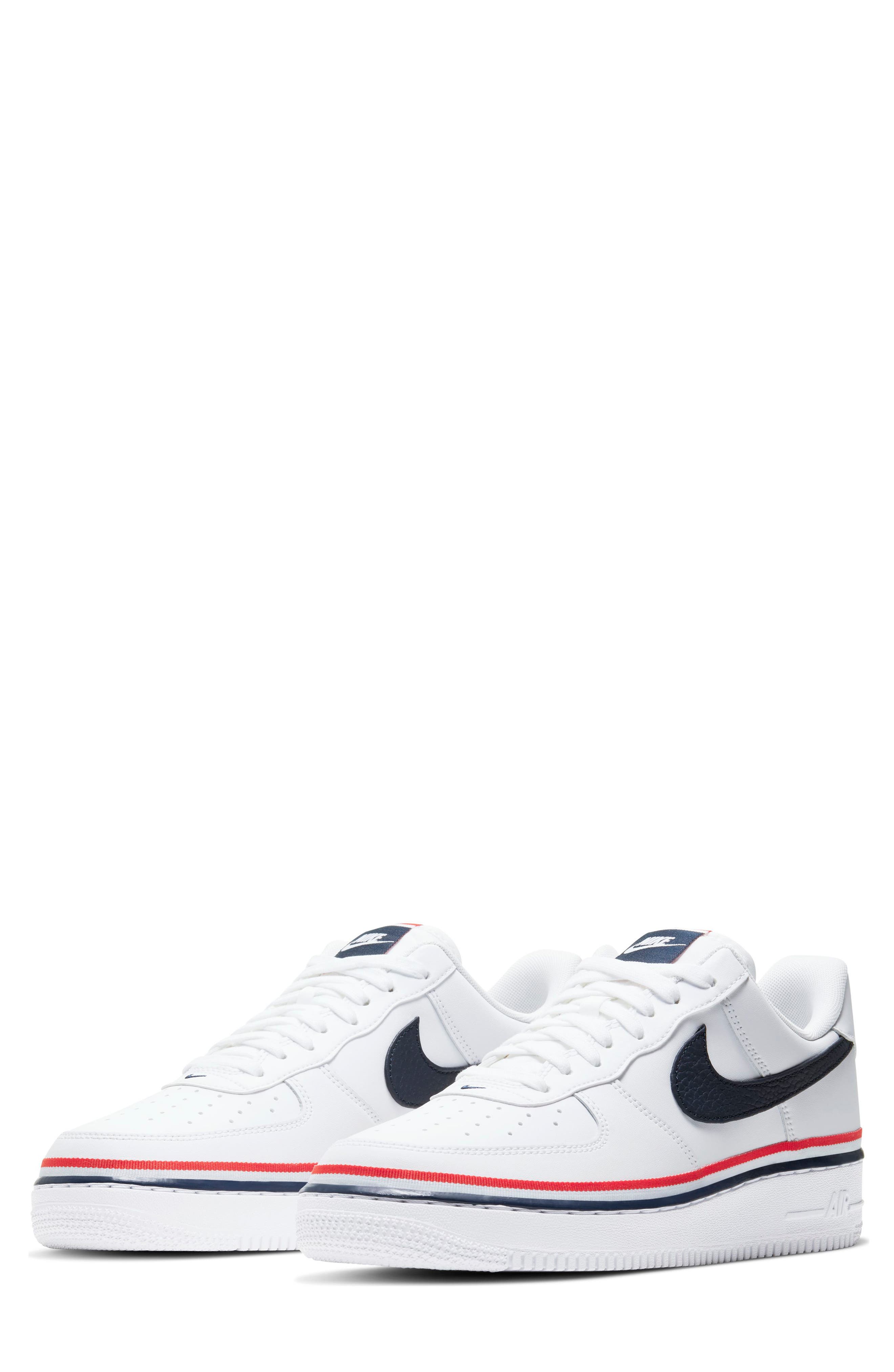 AIR FORCE 1 07 LV8 1 SNEAKER, Main, color, WHITE/ OBSIDIAN/ HABANERO RED