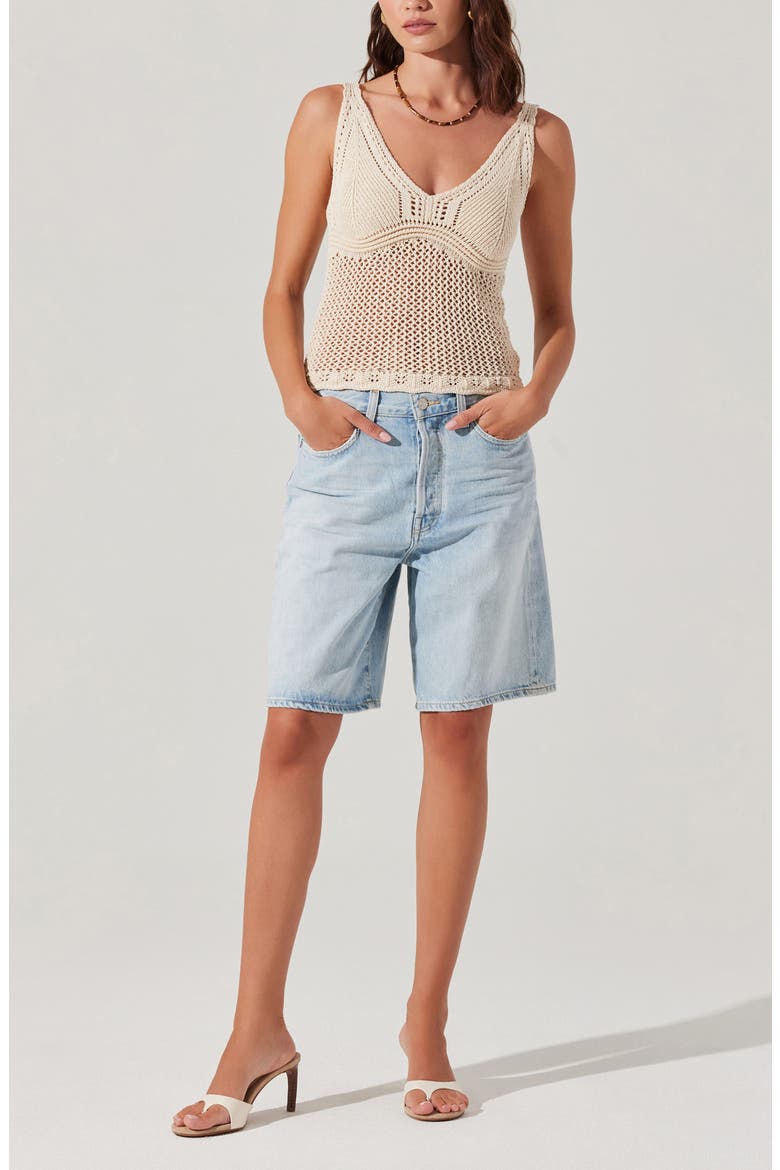 Kalaya Crochet Sweater Tank, Alternate, color, NATURAL