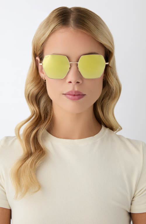 Diff Harlowe 55mm Square Sunglasses In Brilliant Gold Mirror