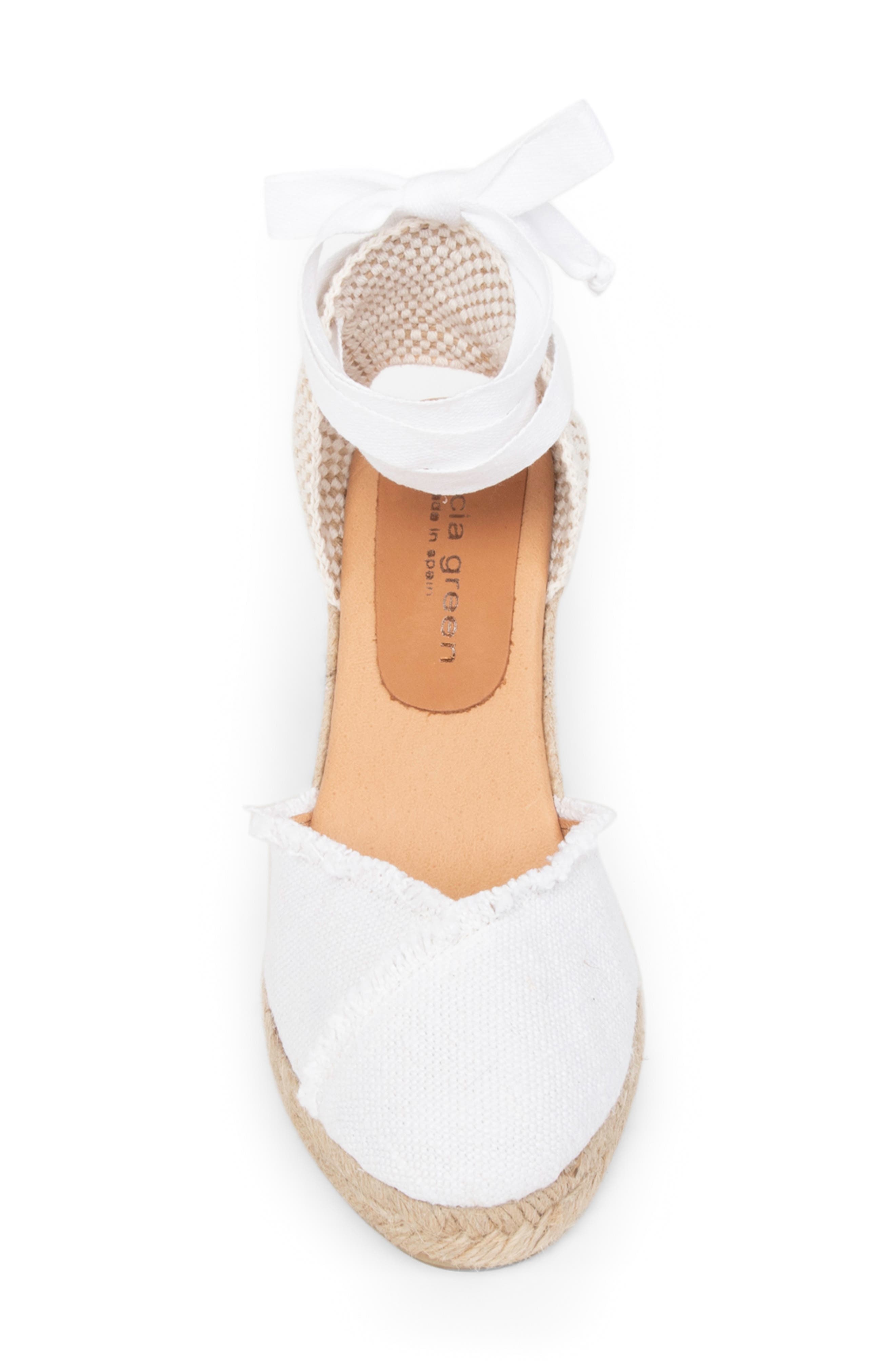 patricia green Gwen Frayed Espadrille Wedge Sandal, Alternate, color, White