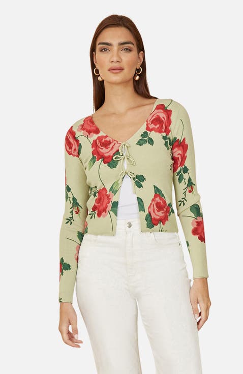 Long Sleeve V-Neck Tie Front Cardigan