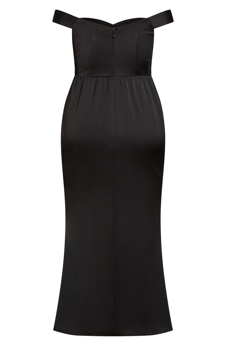 City Chic Hypnotize Off the Shoulder Satin Maxi Dress, Alternate, color, 