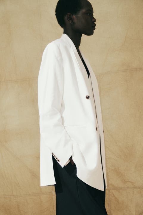 Linen-blend blazer