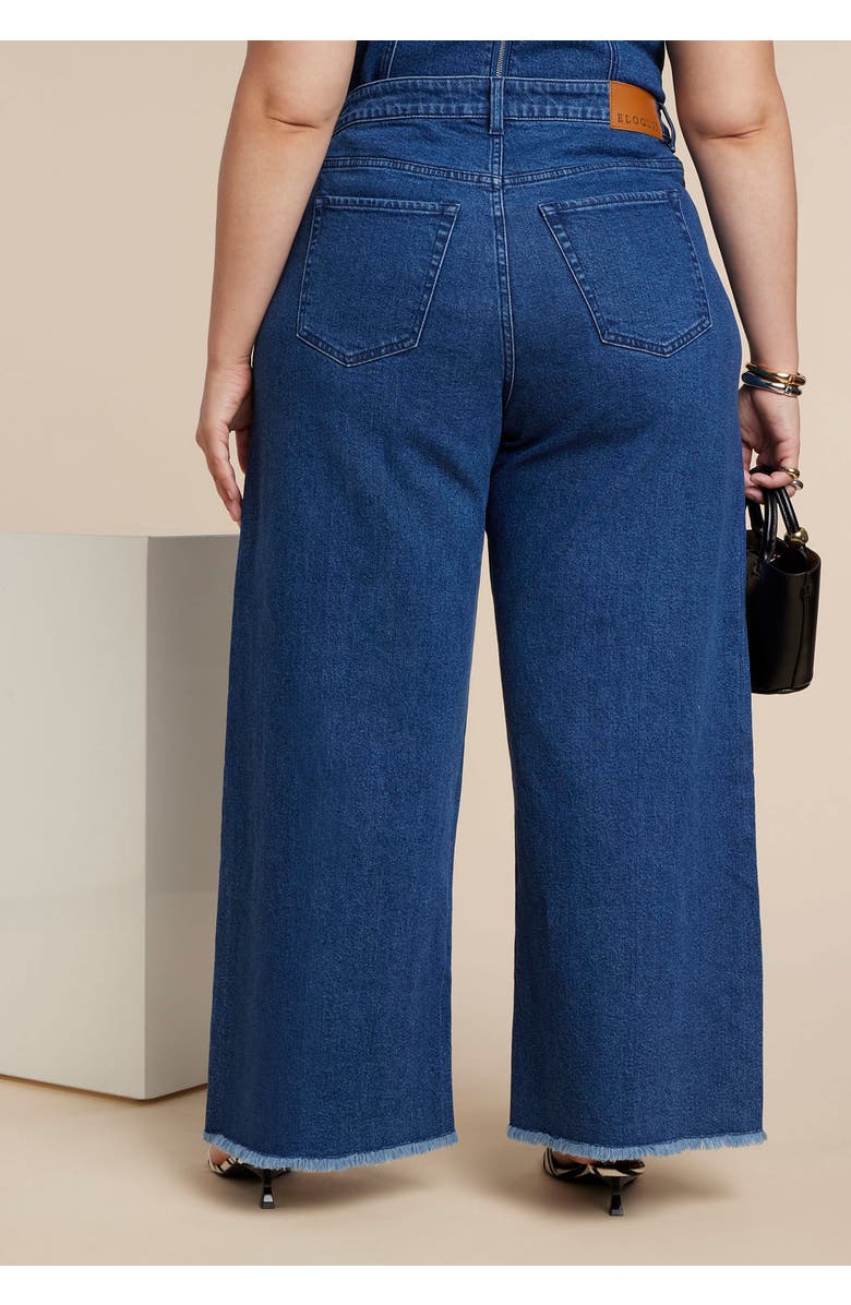 ELOQUII Wide Leg Comfort Stretch Jean, Alternate, color, Dark Wash
