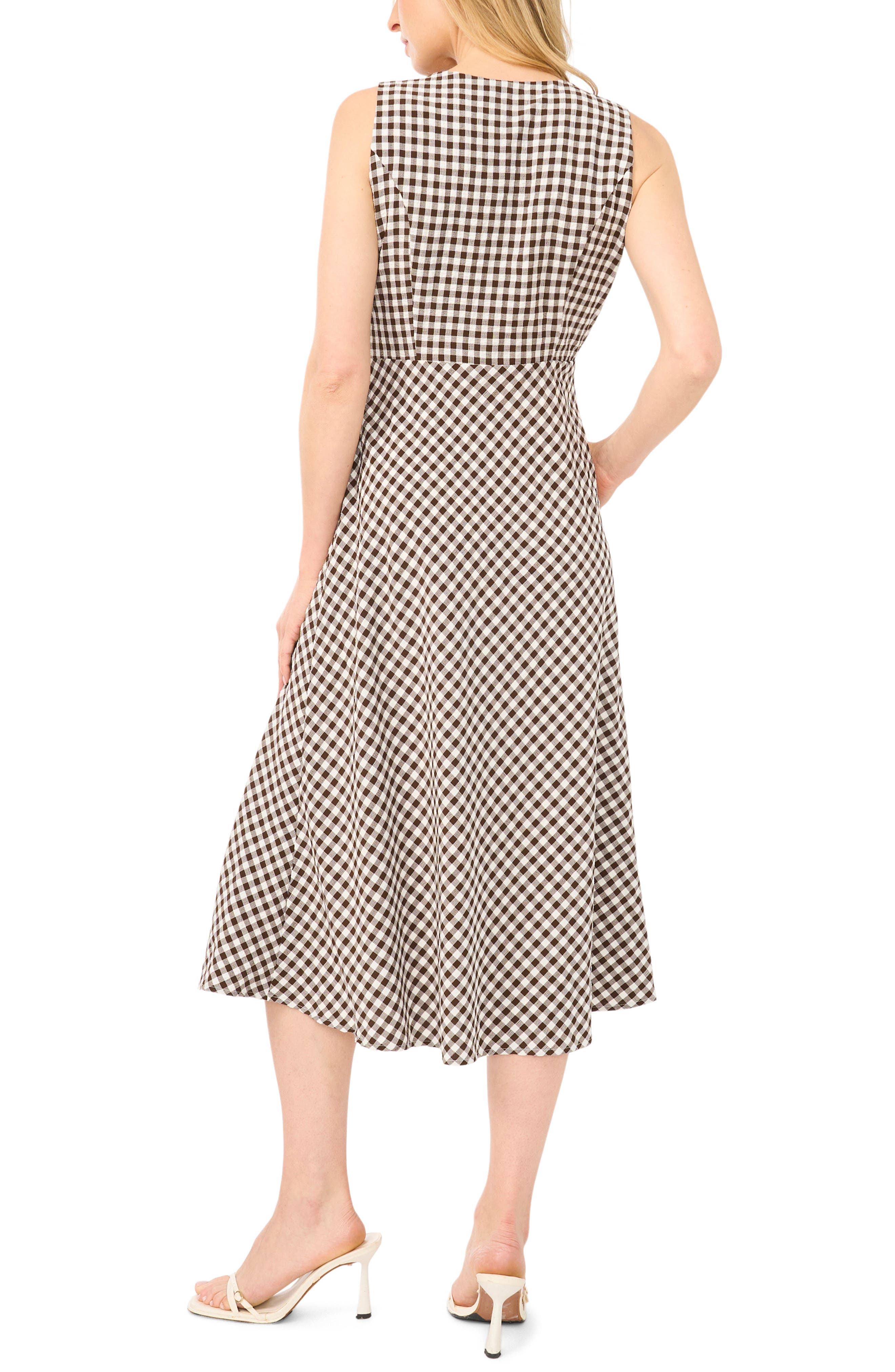 Gingham Sleeveless Faux Wrap Dress - image 2