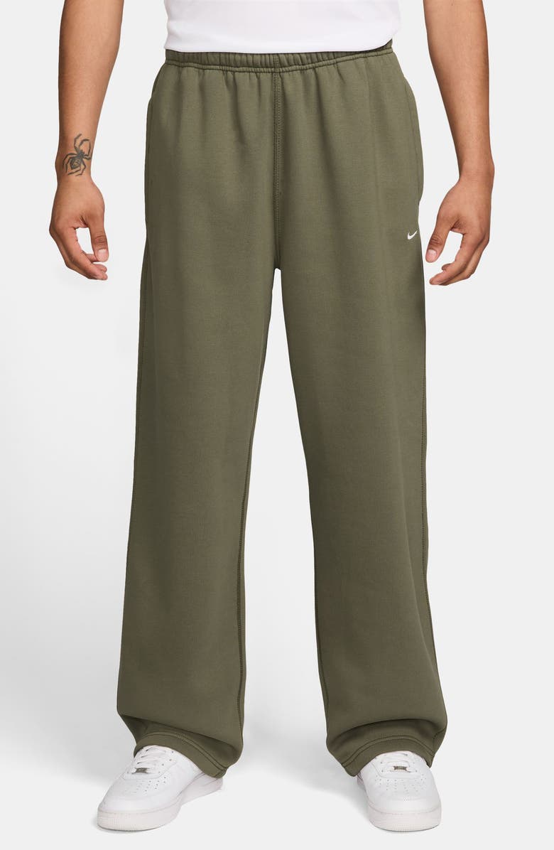 Nike Solo Swoosh Open Hem Fleece Sweatpants, Main, color, 222 Medium Olive/Medium Olive