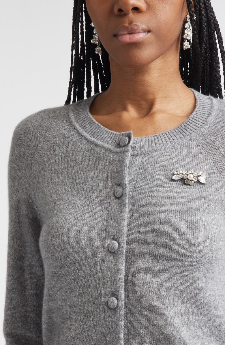 Simone Rocha Embellished Cashmere Cardigan, Alternate, color, Grey/ Pearl/ Clear