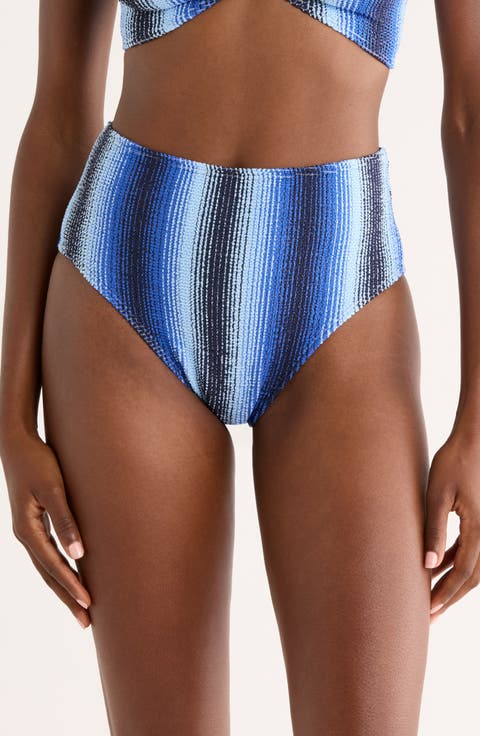 Stripe High Leg Bikini Bottoms