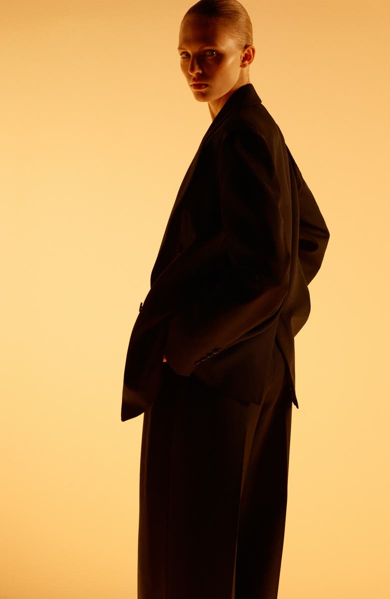 MANGO x Kaia Gerber Wool Blend Dress Pants, Alternate, color, Black