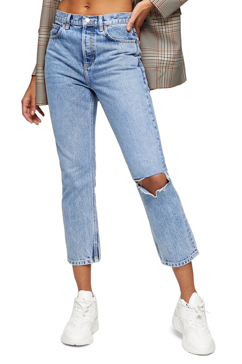 Chicago Crop Slim Straight Jeans, Main, color, BLEACH
