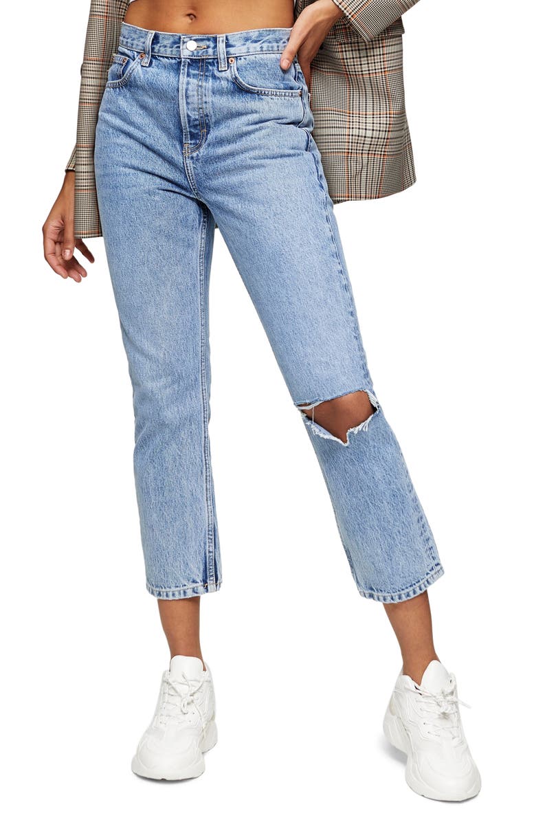 Topshop Chicago Crop Slim Straight Jeans, Main, color,