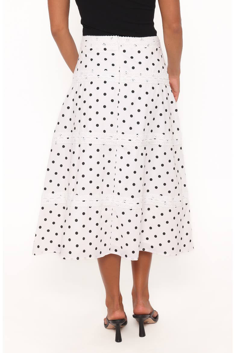 Lucia Tiered Midi Skirt, Alternate, color, WHITE POLKA DOT