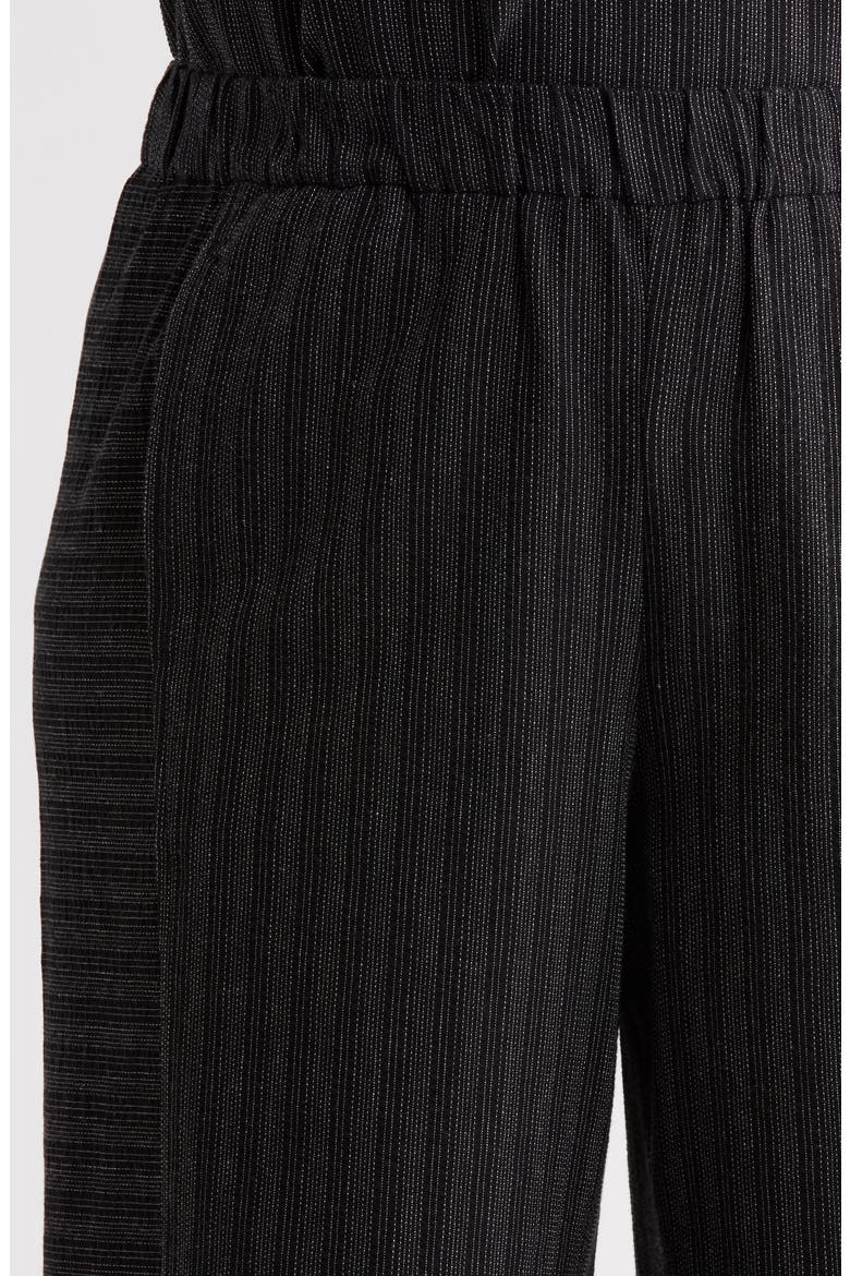 Pinstripe Lantern Ankle Pants, Alternate, color, BLACK/ WHITE