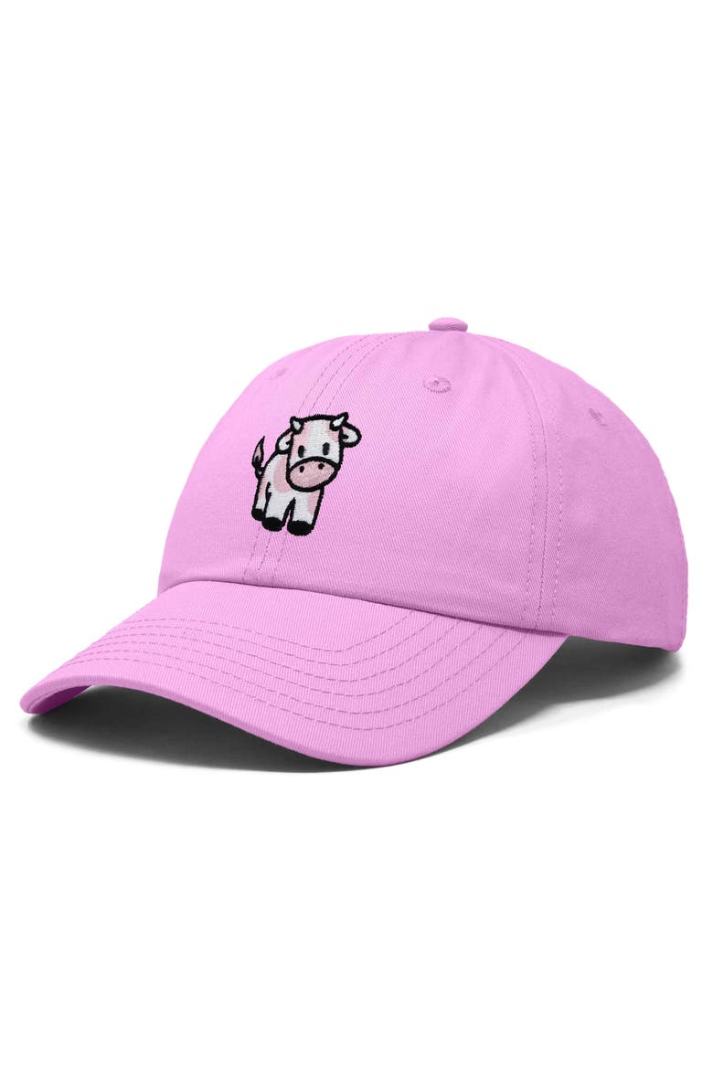 Strawberry Cow Embroidered Cap, Alternate, color, Light Pink
