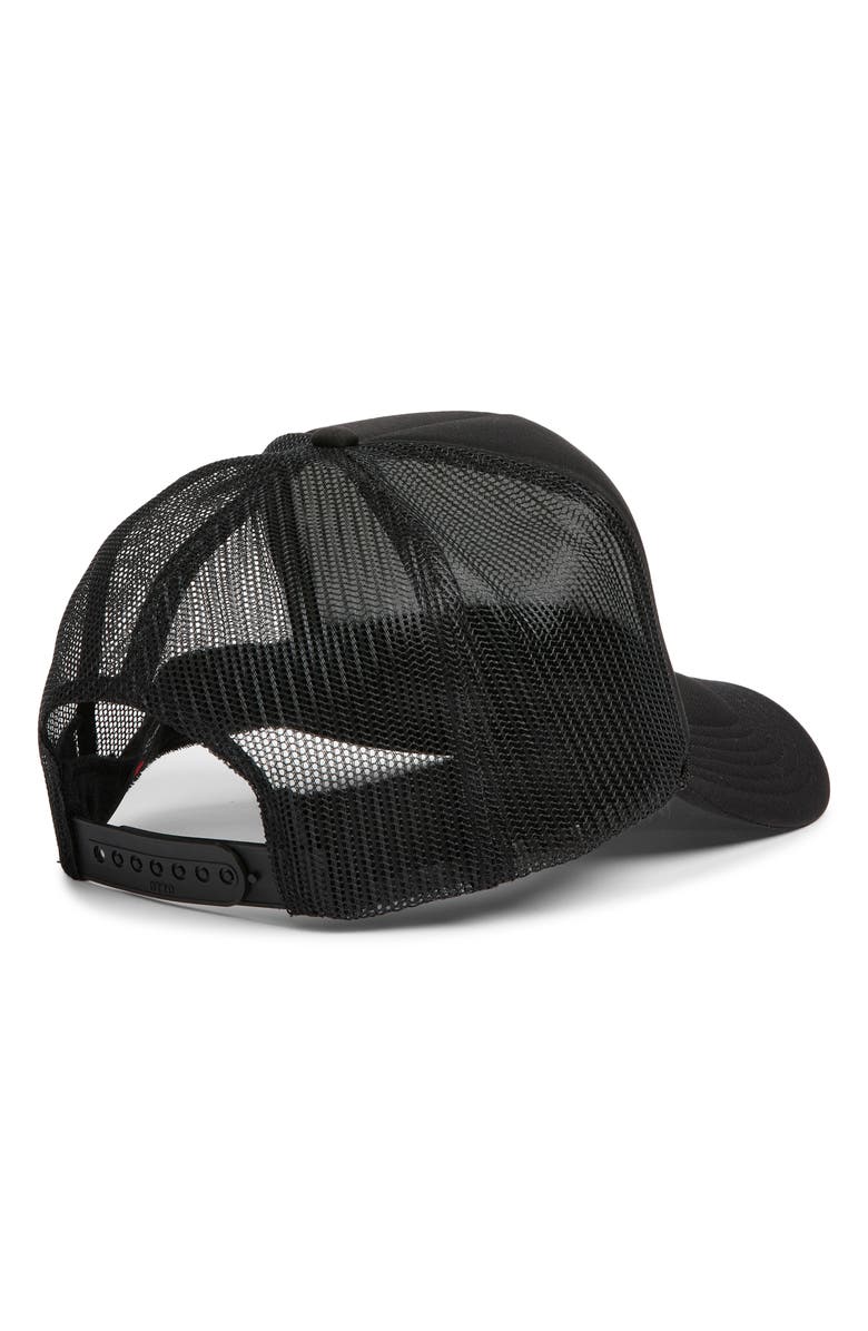 Friday Feelin’ Delulu Is the Solulu Trucker Hat, Alternate, color, Black