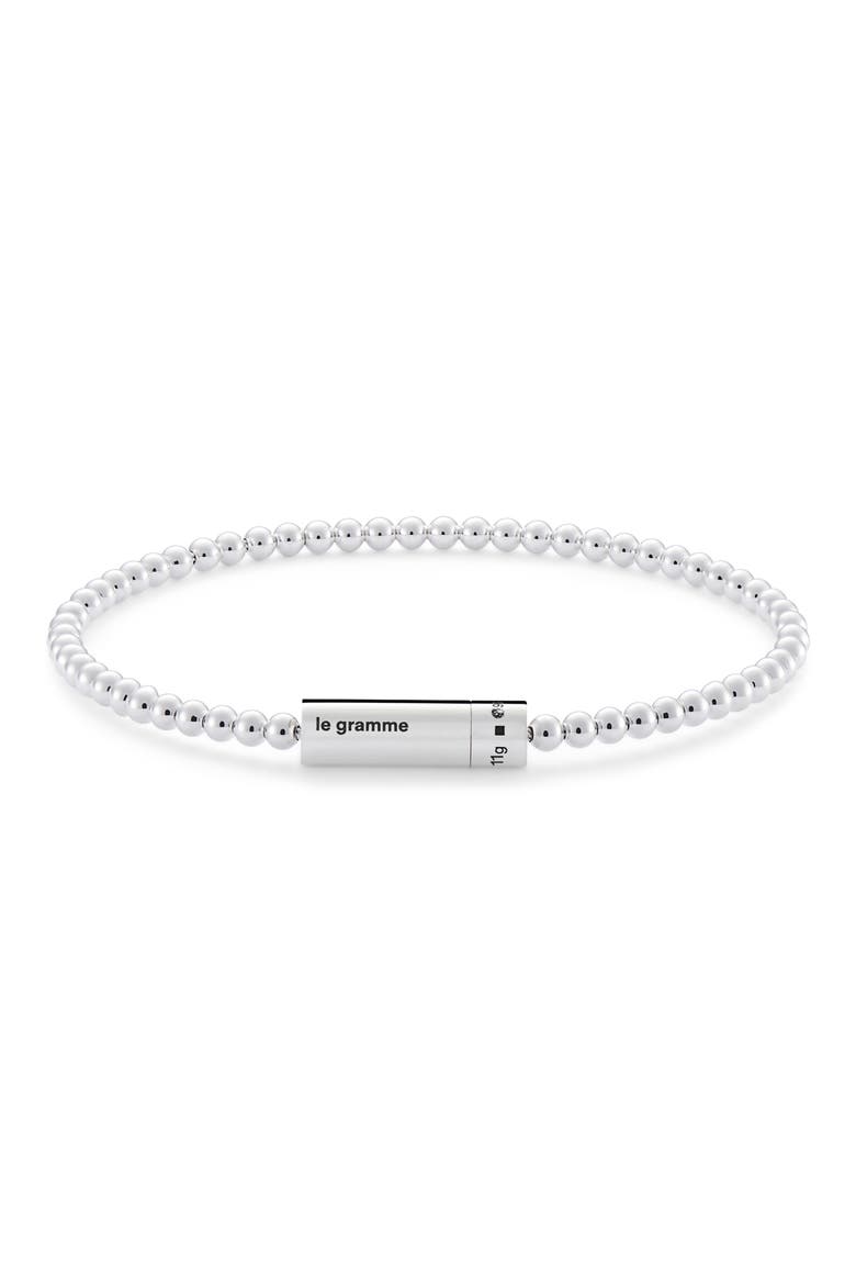11G Polished Sterling Silver Bead Bracelet, Main, color, SILVER