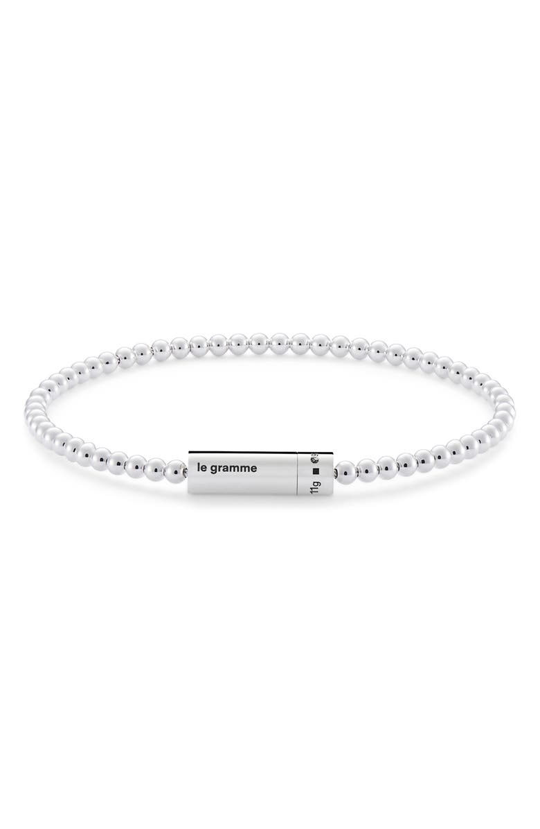 le gramme 11G Polished Sterling Silver Bead Bracelet, Main, color,