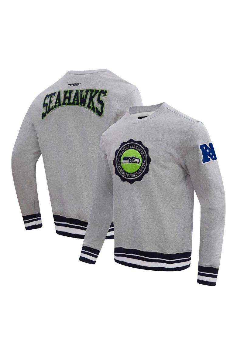 Men's Pro Standard Heather Gray Seattle Seahawks Crest Emblem Pullover Sweatshirt, Main, color, Heather Gray