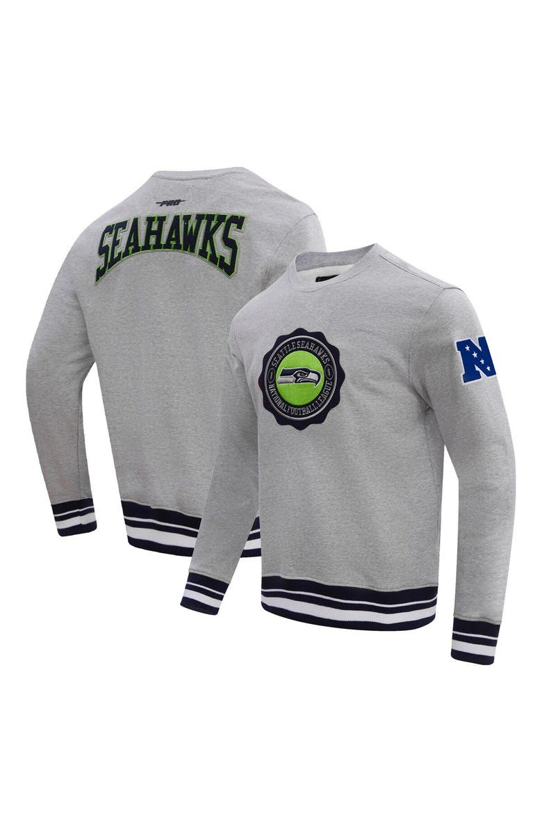 PRO STANDARD Men's Pro Standard Heather Gray Seattle Seahawks Crest Emblem Pullover Sweatshirt, Main, color, Heather Gray