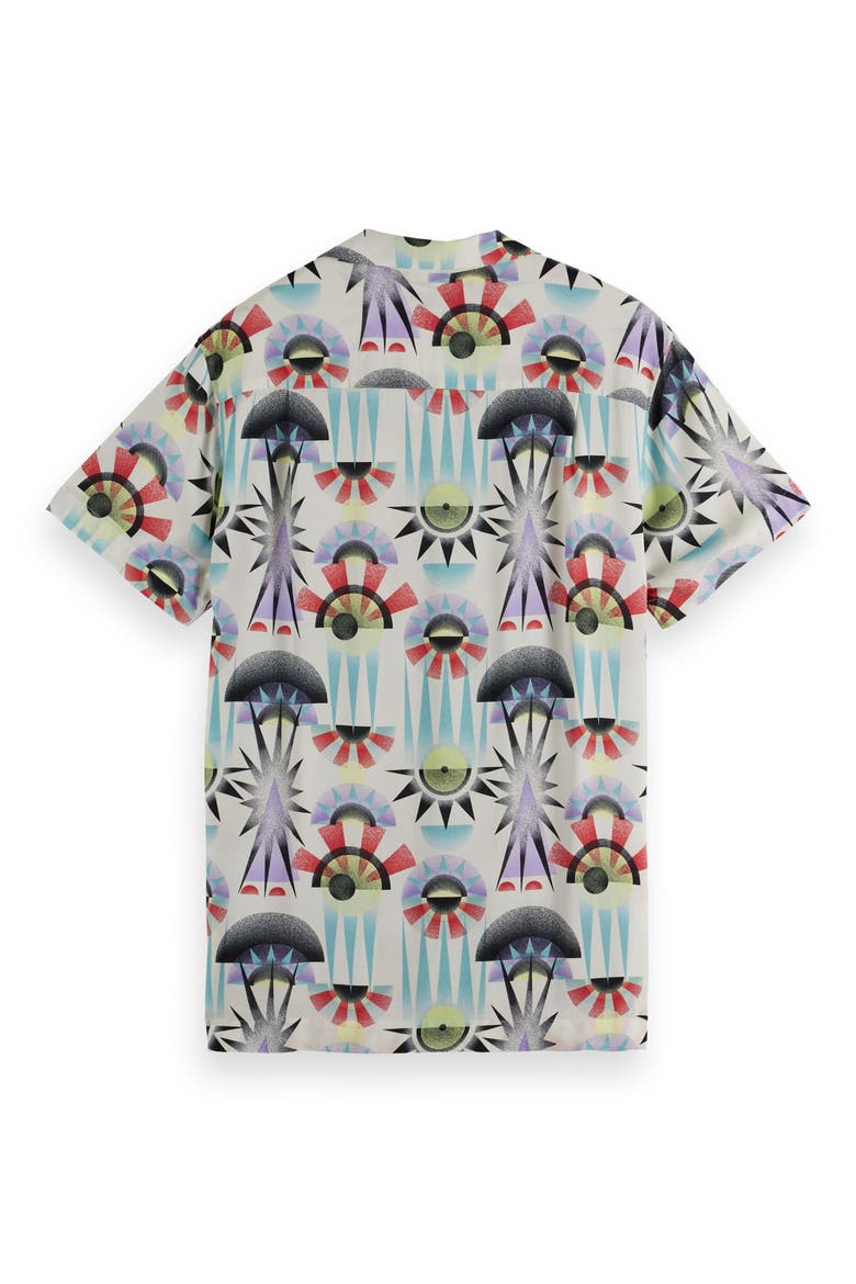 Relaxed Fit Print Short Sleeve Button-Up Shirt, Alternate, color, LUNA PIER WHITE