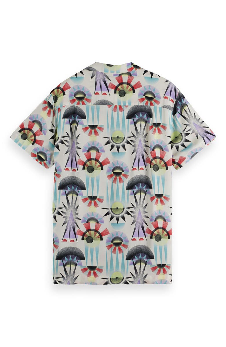 Scotch & Soda Relaxed Fit Print Short Sleeve Button-Up Shirt, Alternate, color, Luna Pier White