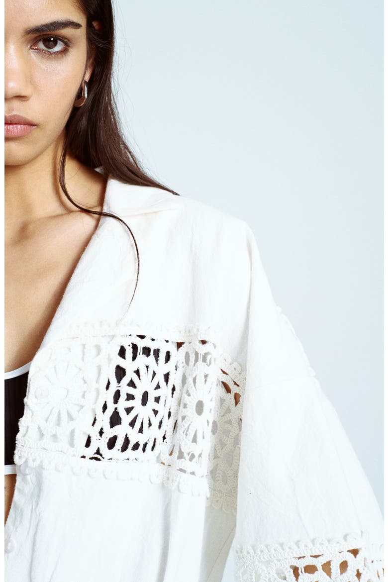 Open Stitch Wrap Dress, Alternate, color, WHITE