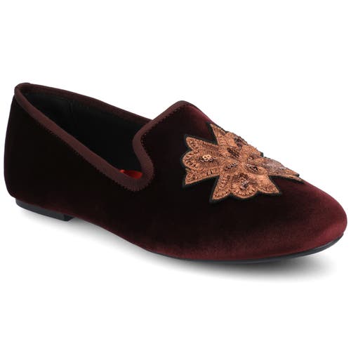 Birdies The Starling Loafer Velvet Embroidery In Burgundy