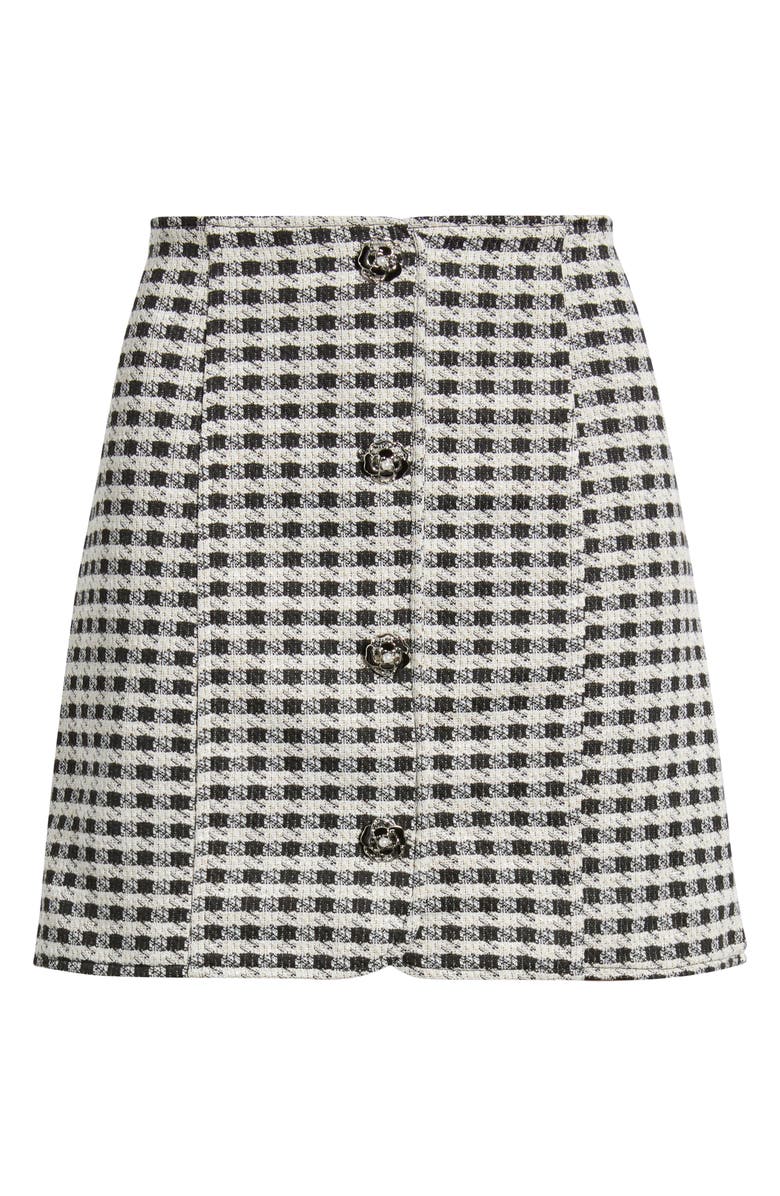 CeCe Metallic Button Front Tweed Miniskirt, Alternate, color, Rich Black