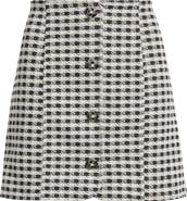 CeCe Metallic Button Front Tweed Miniskirt