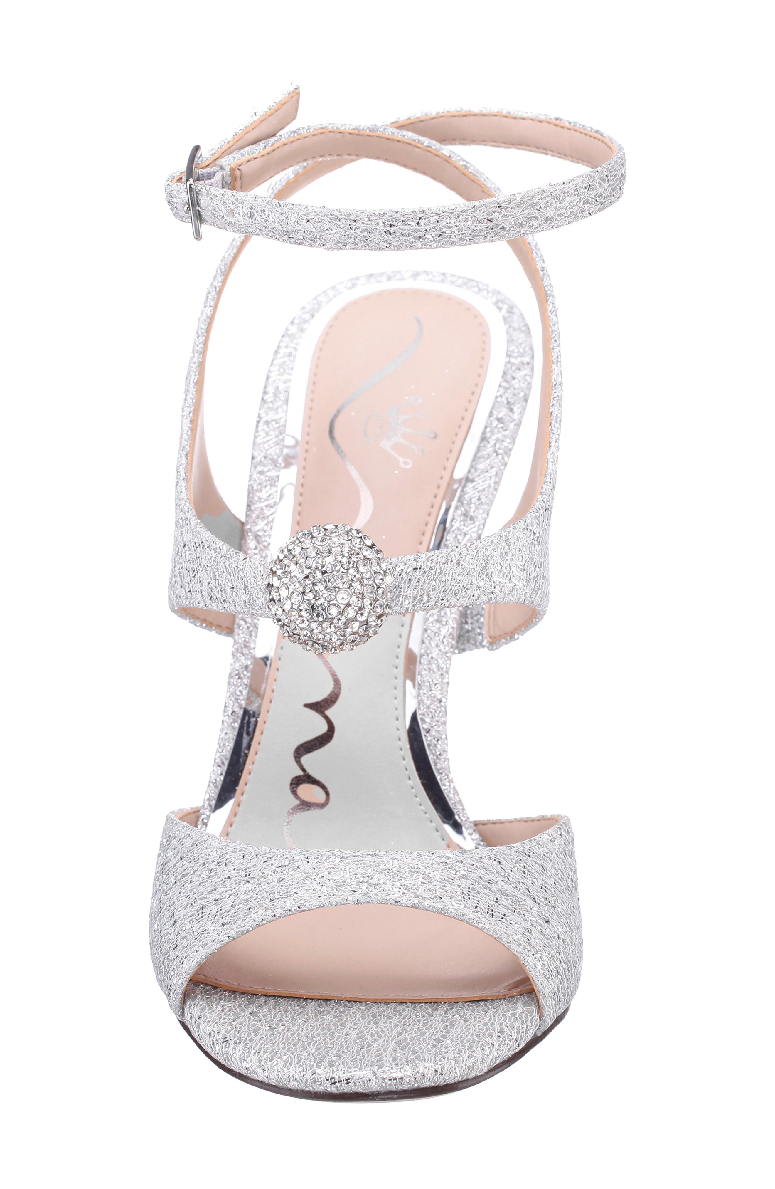 Nina Dahlia Ankle Strap Sandal, Alternate, color, Silver