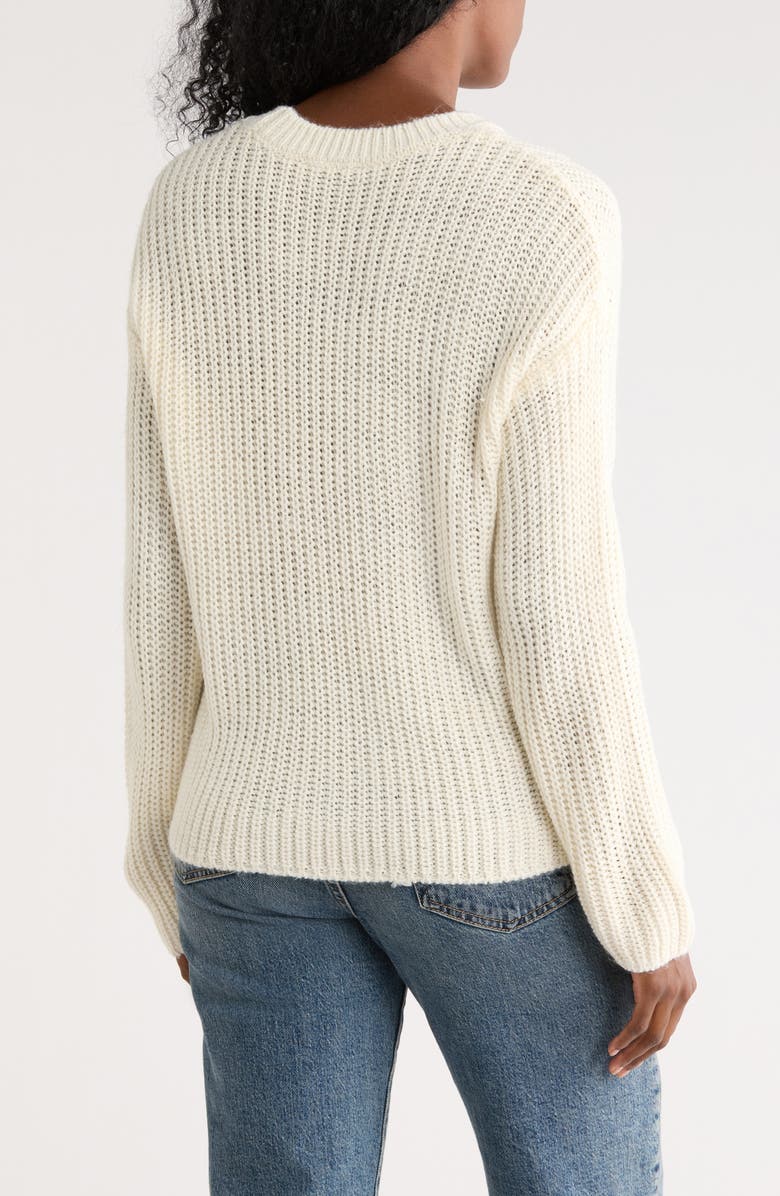 Nicole Miller Amour Embroidered Pullover Sweater, Alternate, color, Cream Red