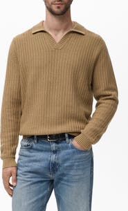 MANGO Structured Cotton Polo Sweater