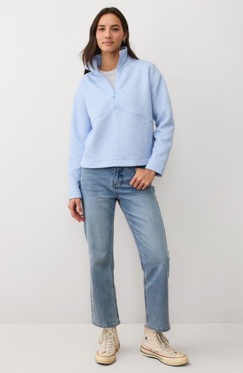 Marine Layer Corbet Quilted Half-Zip Sweatshirt, Alternate, color, Soft Chambray