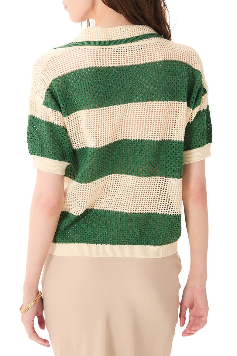 Chios Open Stitch Polo Top, Alternate, color, ECRU/ GREEN