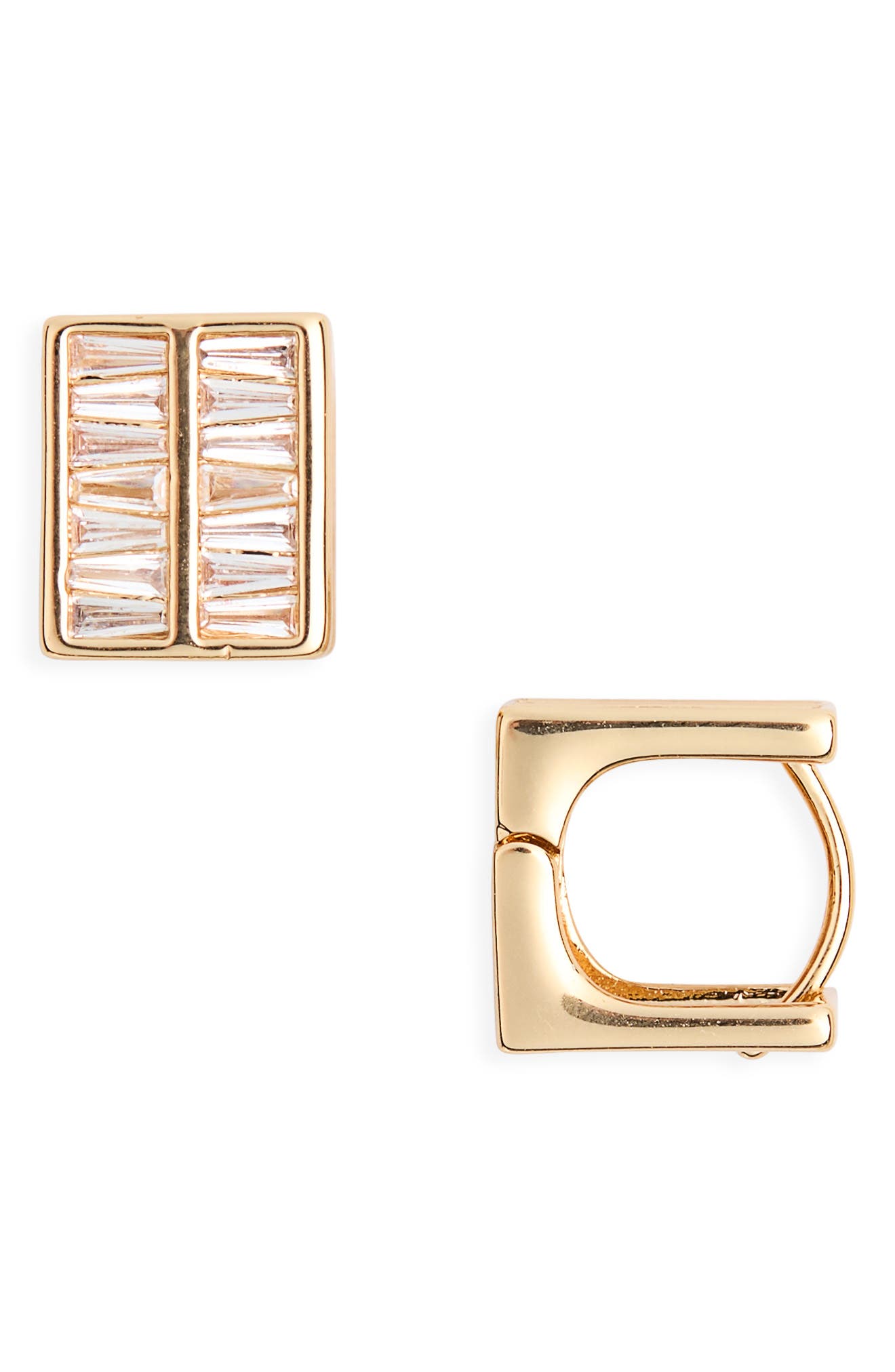 Cubic Zirconia Square Huggie Hoop Earrings