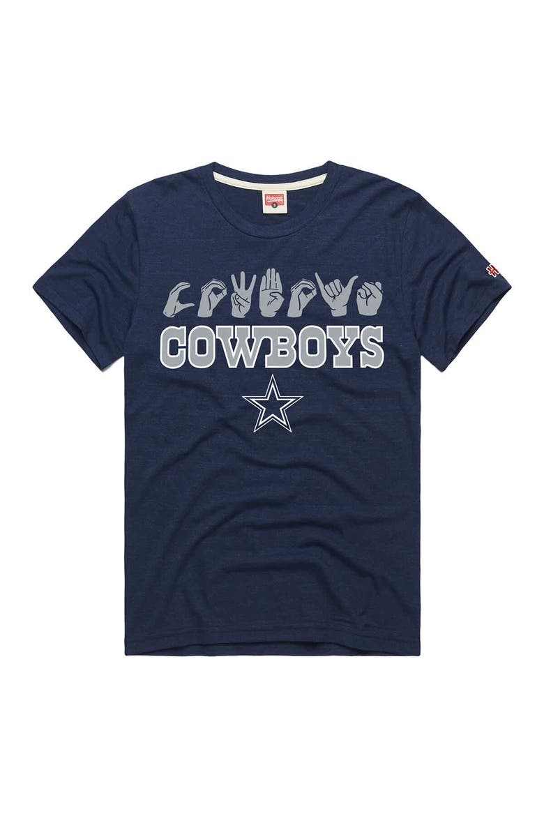 Unisex Homage  Navy Dallas Cowboys NFL ASL Collection by Love Sign Tri-Blend T-Shirt, Alternate, color, Navy
